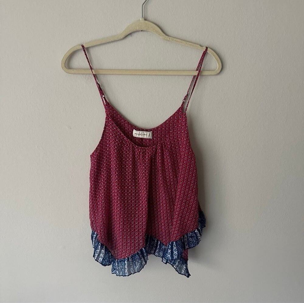 Abercrombie & Fitch Red Blue Flowy Tank Top/Cami Size Small